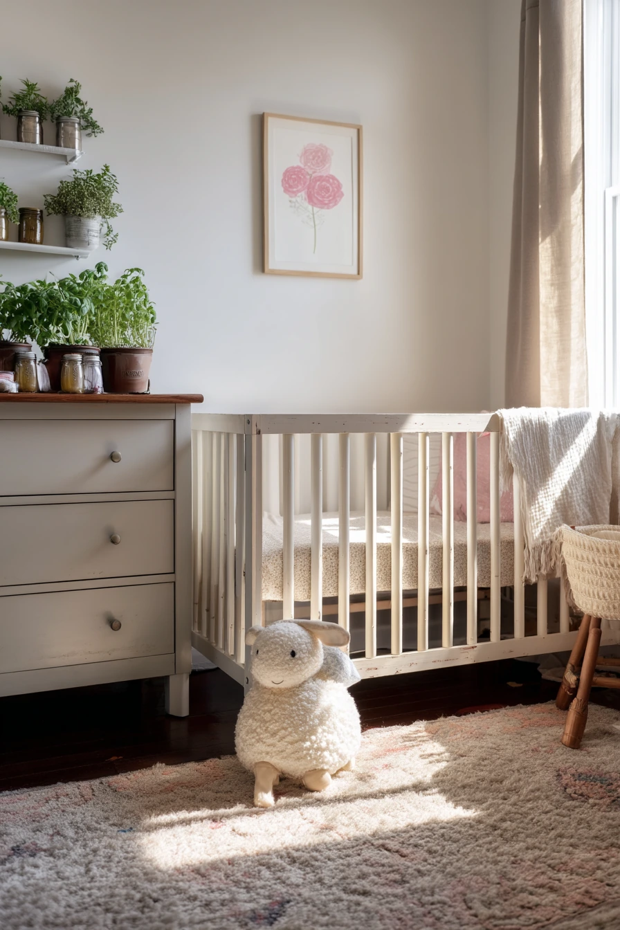 Budget Nursery with Window Herbs