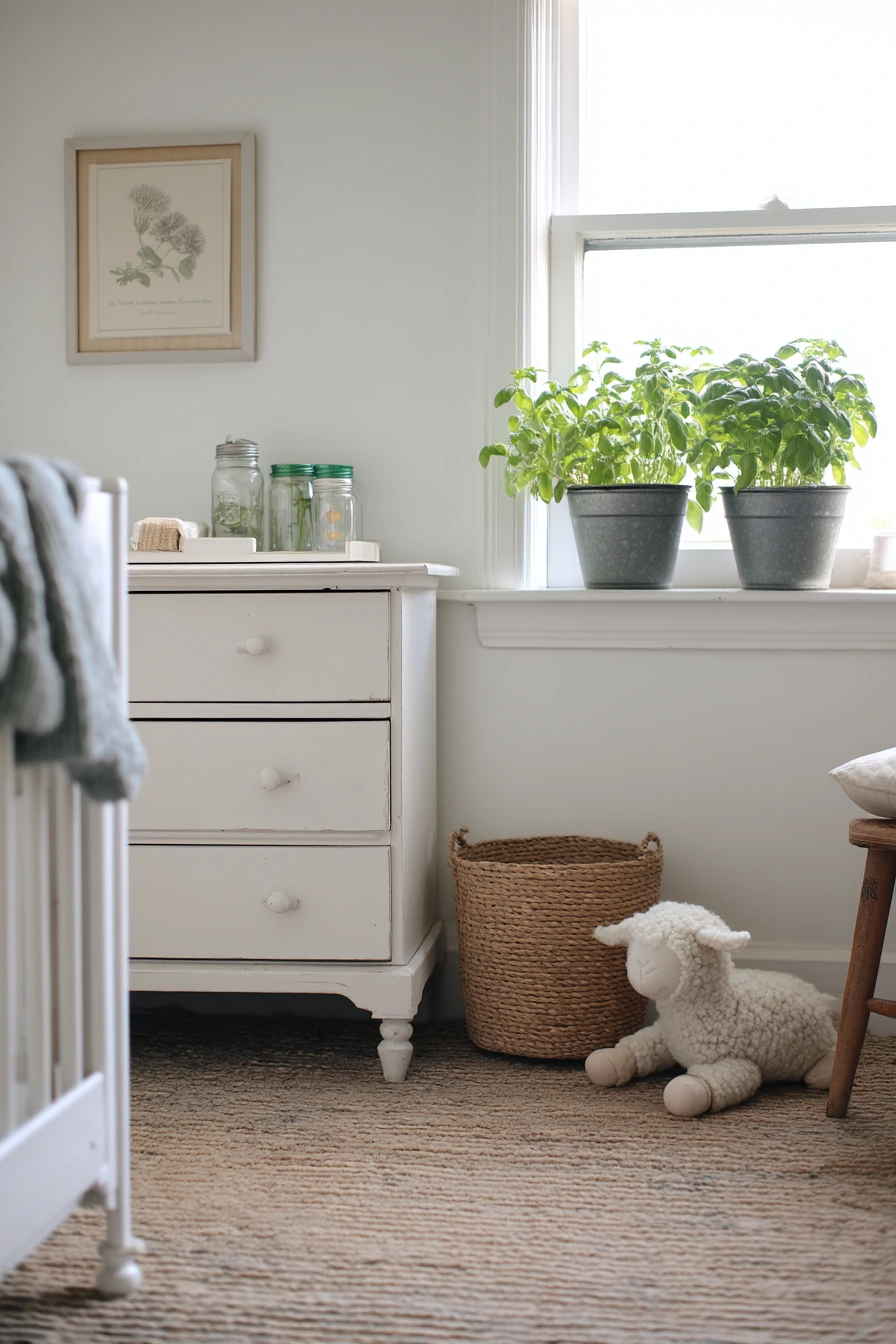 Budget Nursery with Window Herbs