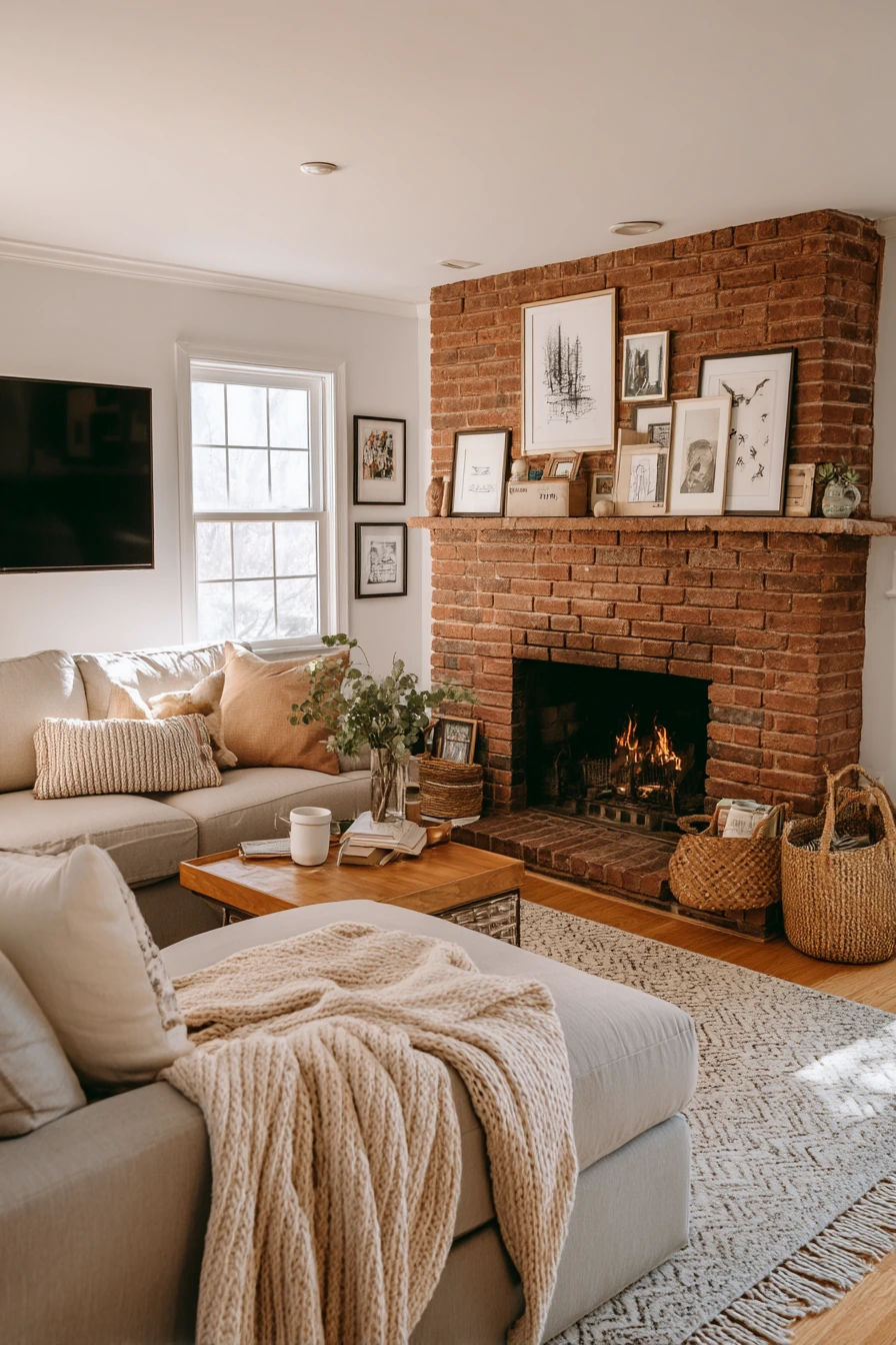 off center fireplace ideas