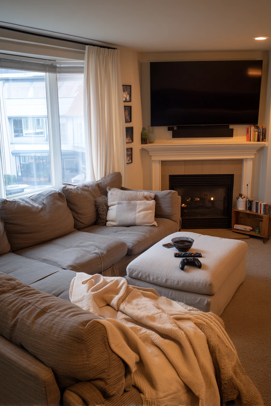 6. Fireplace Shifted for TV + Conversation