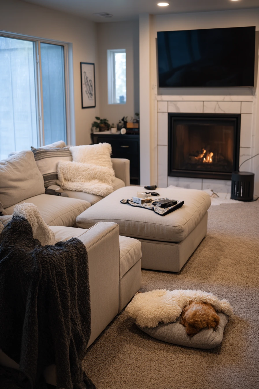 6. Fireplace Shifted for TV + Conversation