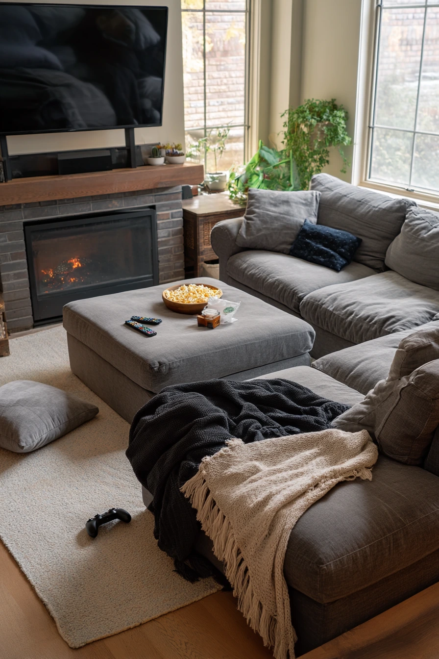 6. Fireplace Shifted for TV + Conversation
