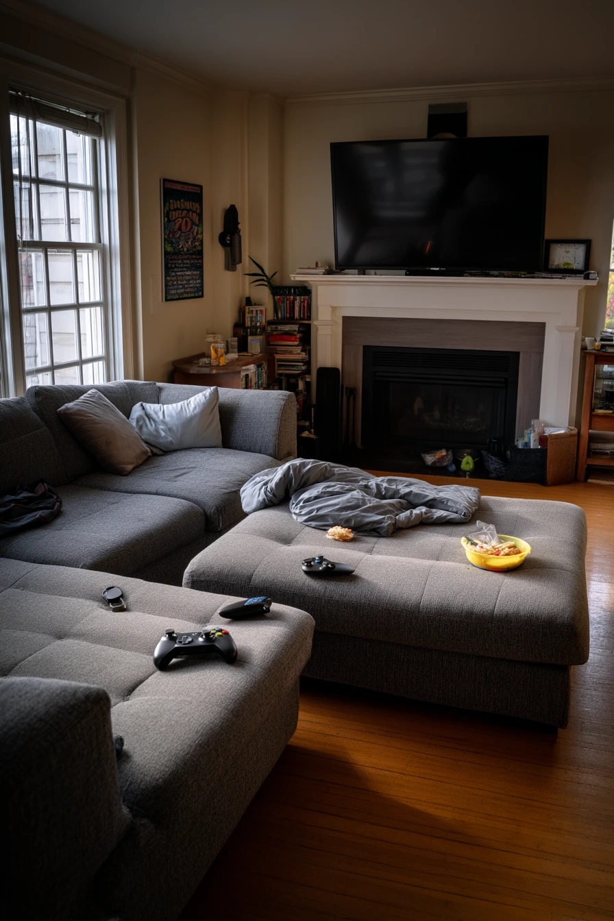 6. Fireplace Shifted for TV + Conversation