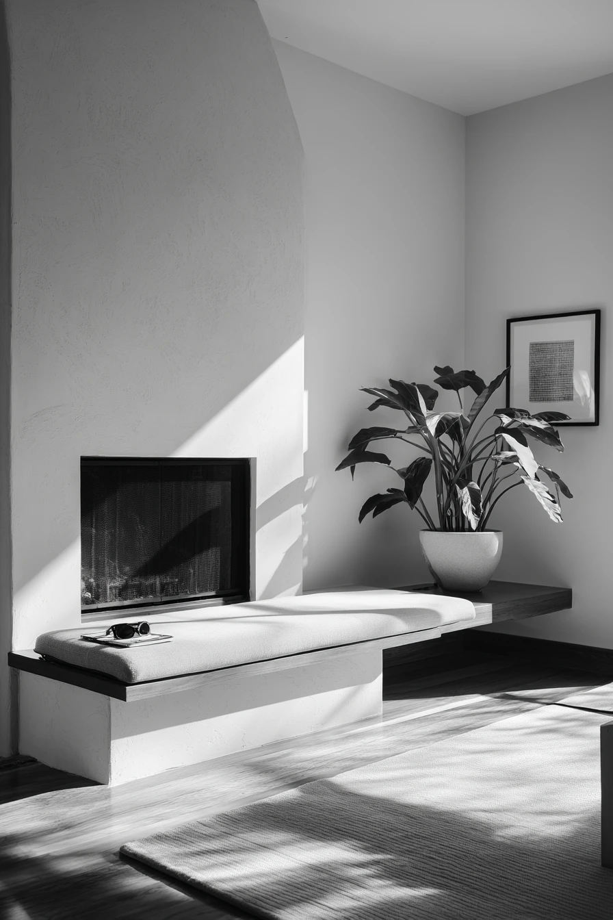 9. Minimal Modern Fireplace with Airy Negative Space