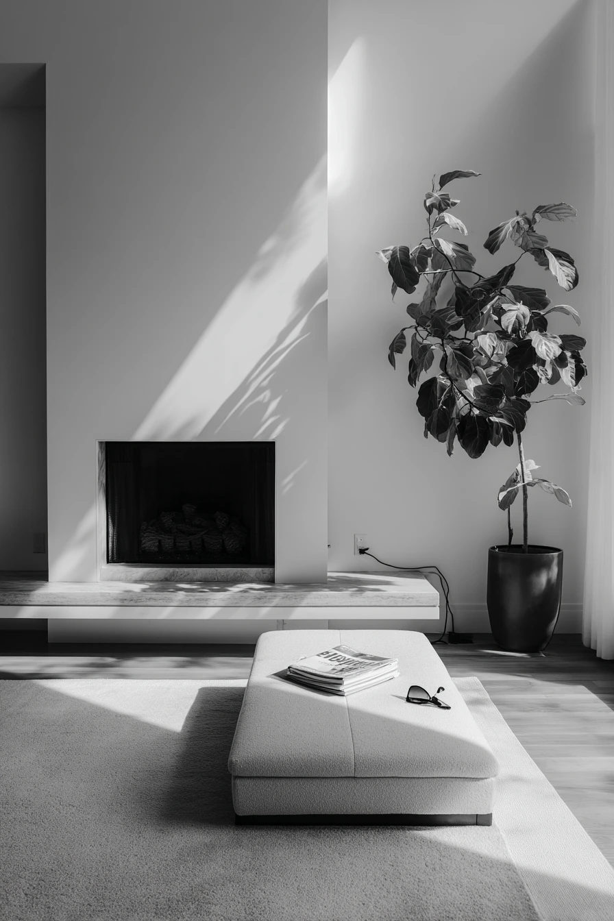 9. Minimal Modern Fireplace with Airy Negative Space