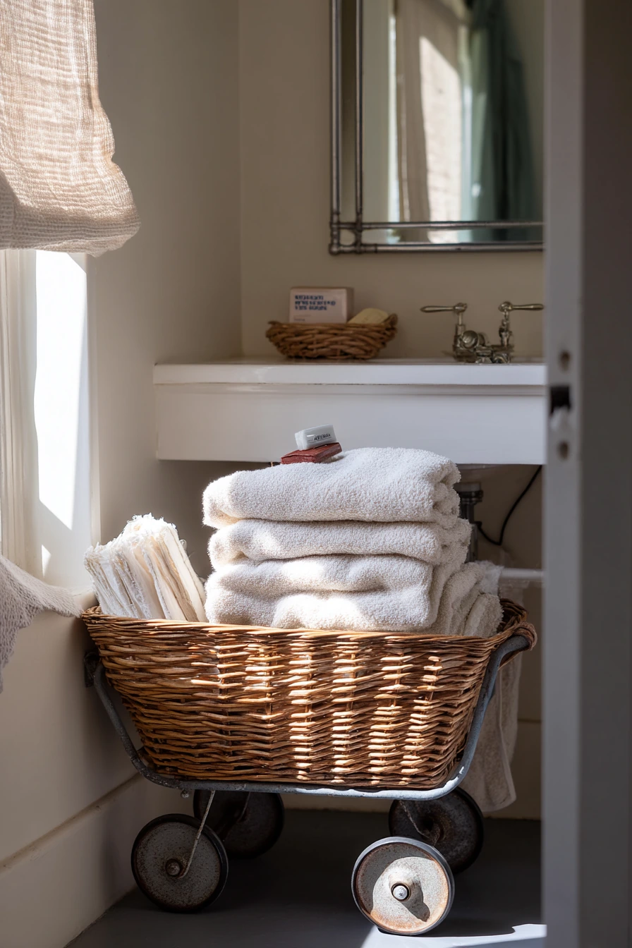 Bathroom Linen Storage in a Narrow Cottage Hall