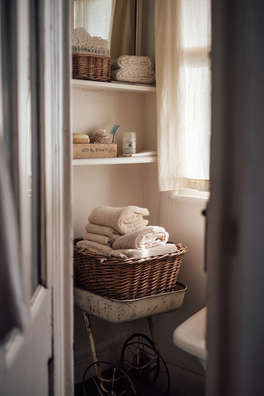Bathroom Linen Storage in a Narrow Cottage Hall