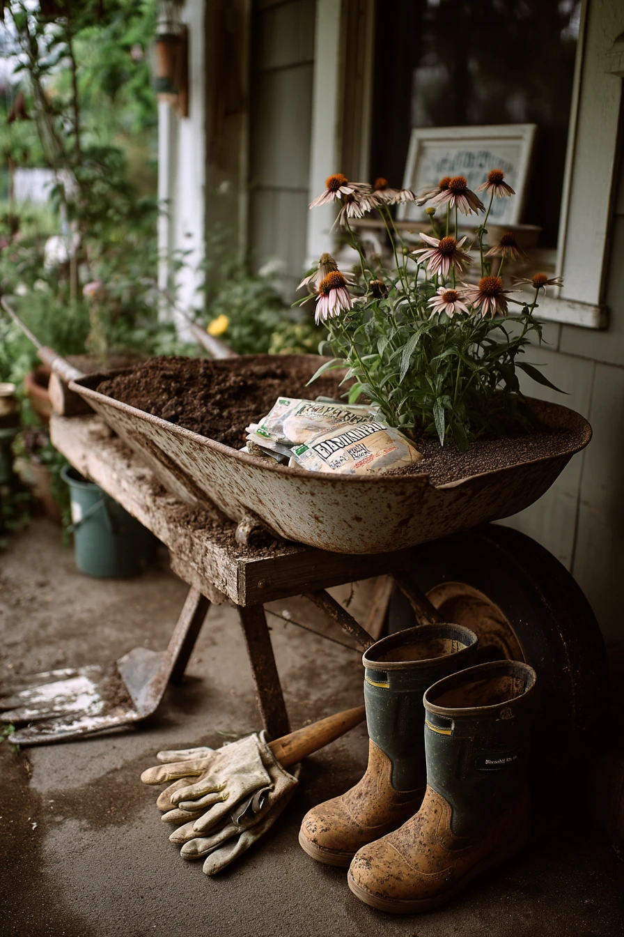 Front Yard Pollinator Bed Built From an Old Wheelbarrow