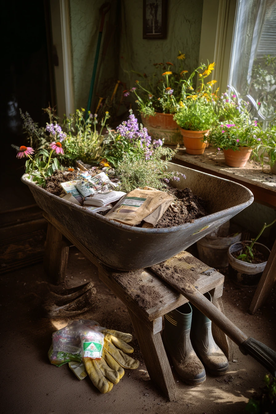 Front Yard Pollinator Bed Built From an Old Wheelbarrow