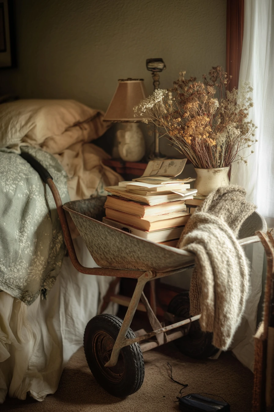 Bedroom Corner Display With Dried Flowers and Keepsakes