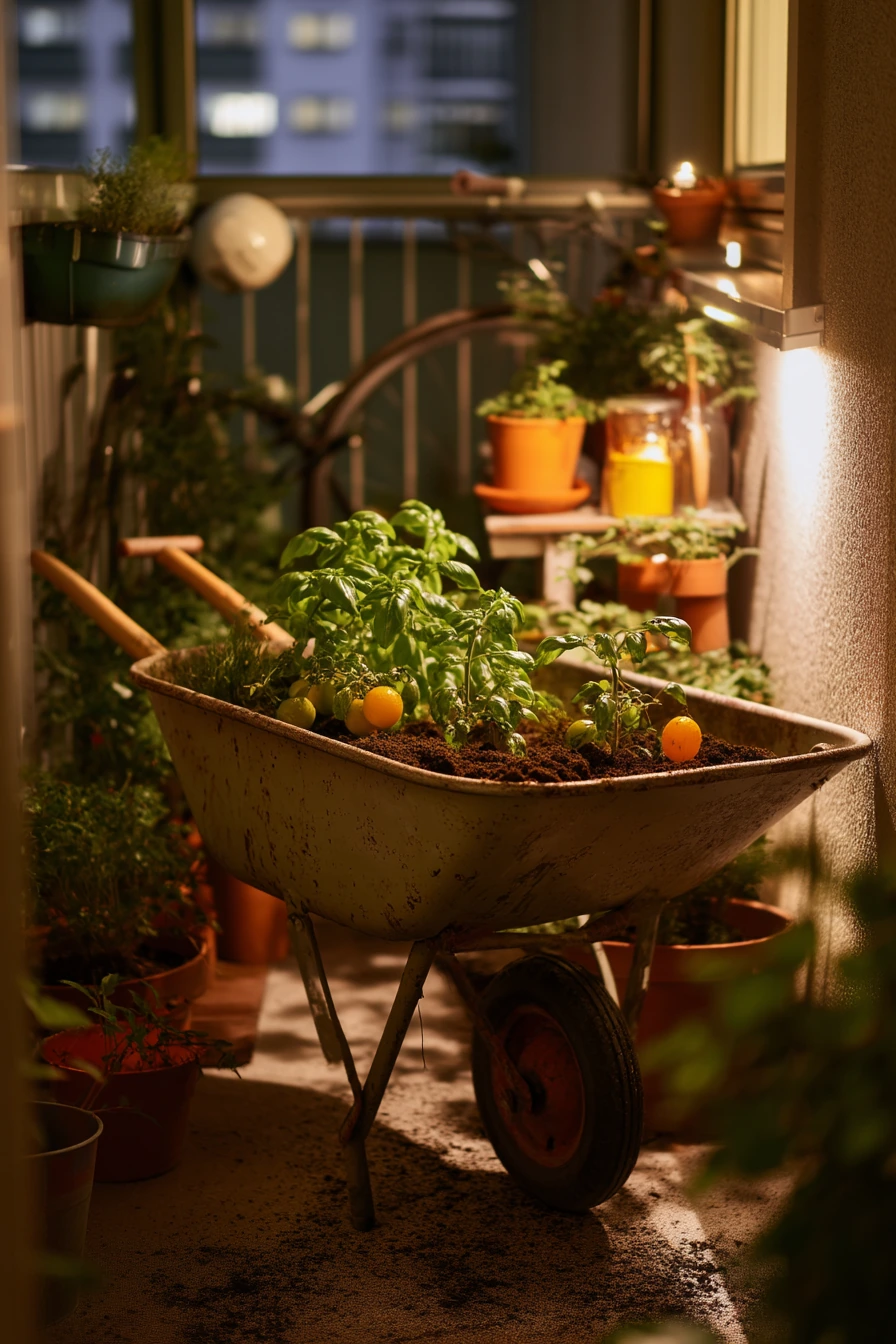 Tiny Apartment Balcony Barrow Garden With Evening Tea