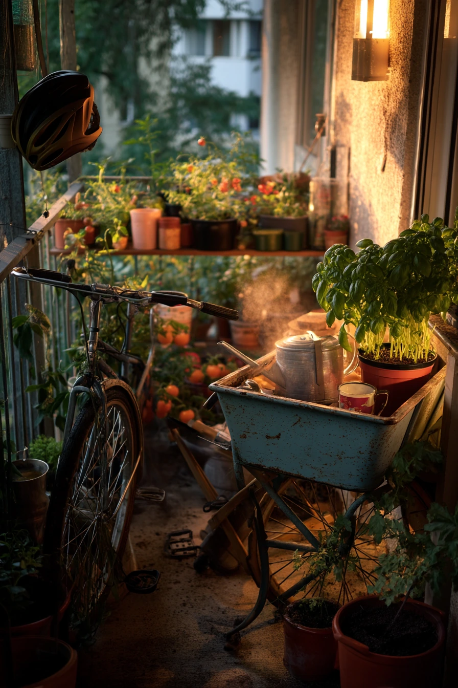 Tiny Apartment Balcony Barrow Garden With Evening Tea