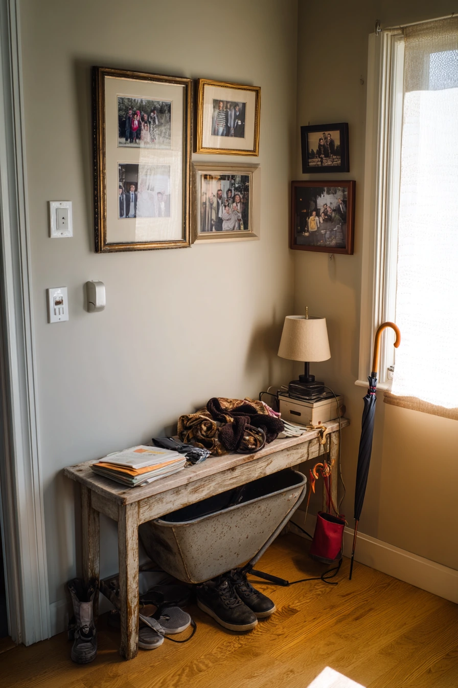 Entryway Umbrella Stand With Vintage Wheelbarrow Charm