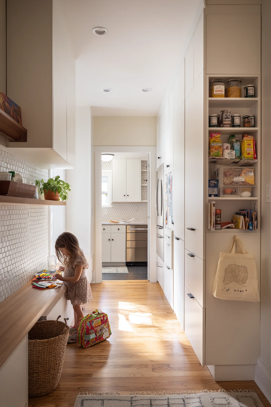 Family One-Wall Kitchen with Smart Storage