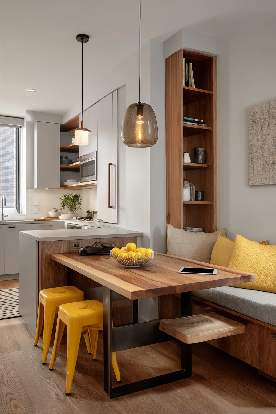 One-Wall Kitchen with Integrated Dining Nook