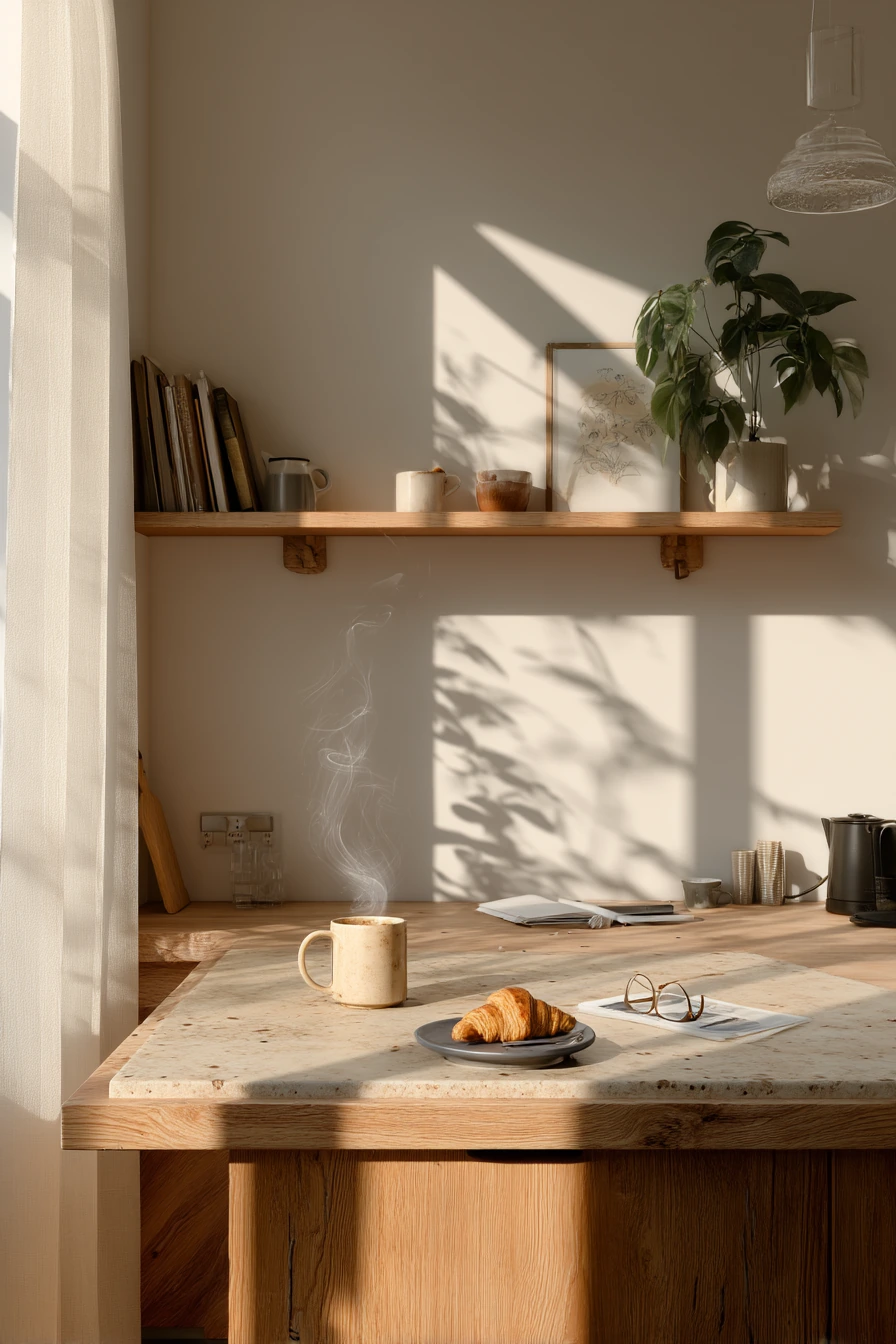 Warm Minimal One-Wall Kitchen for Slow Mornings
