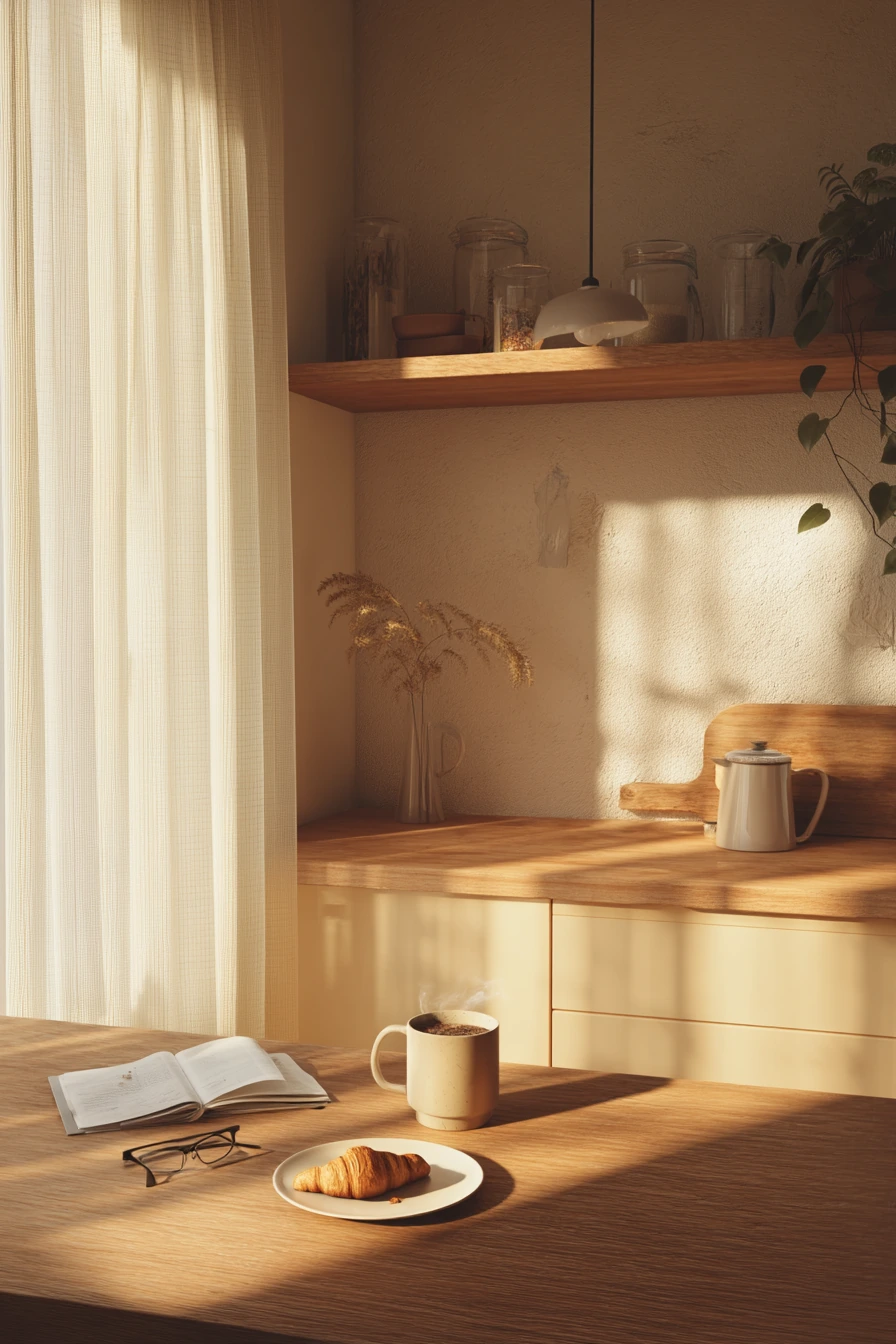 Warm Minimal One-Wall Kitchen for Slow Mornings
