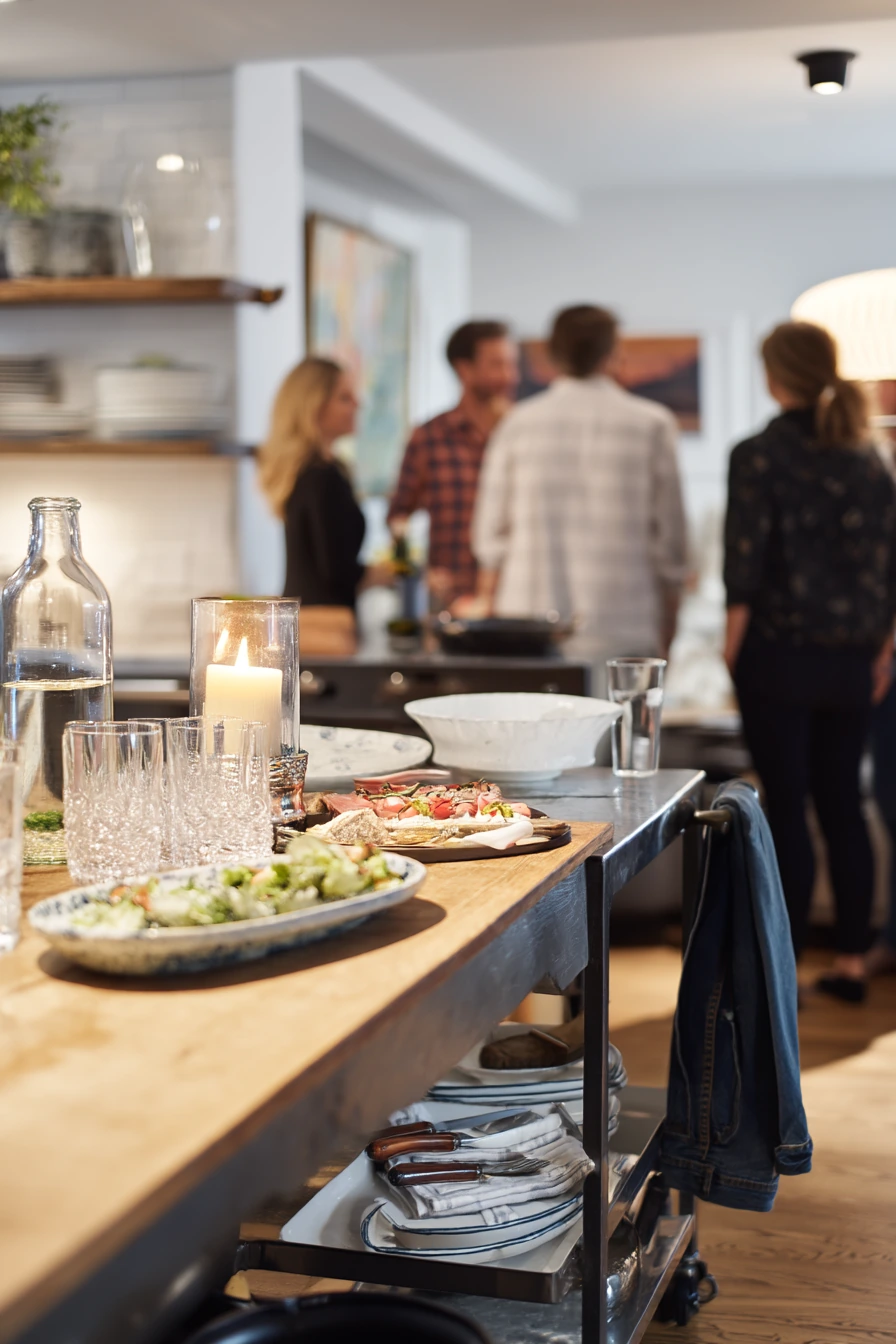 Functional One-Wall Kitchen with Entertaining Momentum