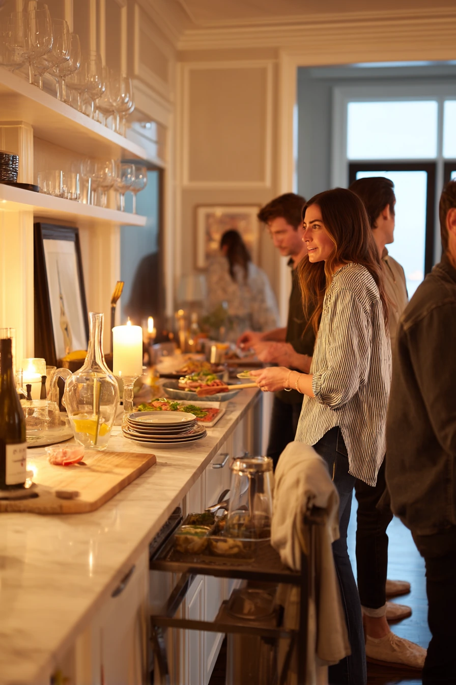 Functional One-Wall Kitchen with Entertaining Momentum