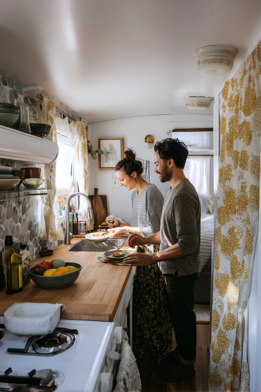 Renter-Friendly One-Wall Kitchen with Peel-and-Stick Charm
