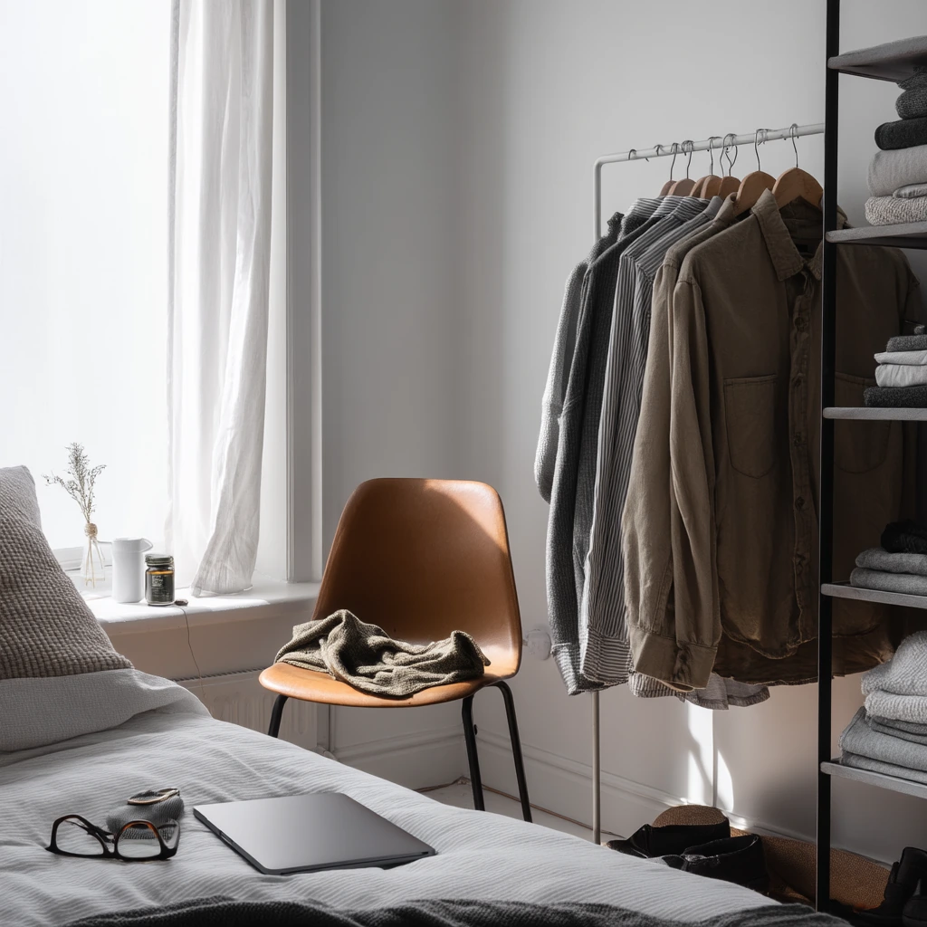 Minimal Open Wardrobe for a Capsule Closet