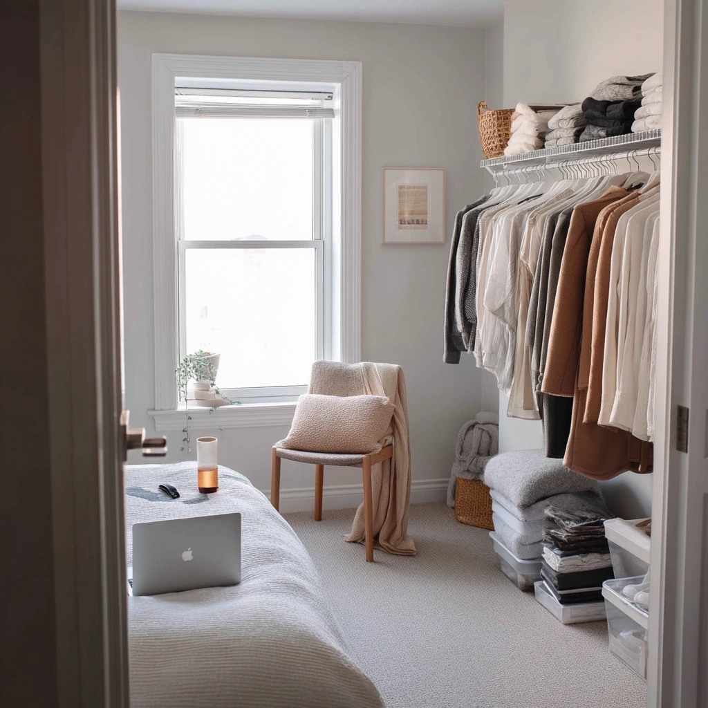 Minimal Open Wardrobe for a Capsule Closet