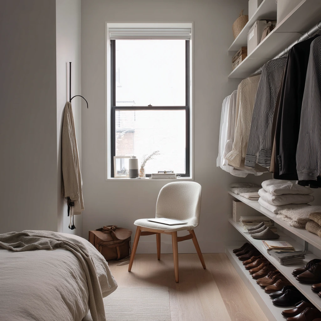 Minimal Open Wardrobe for a Capsule Closet