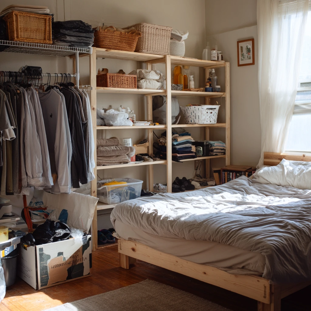 Budget DIY Open Closet in a Rental