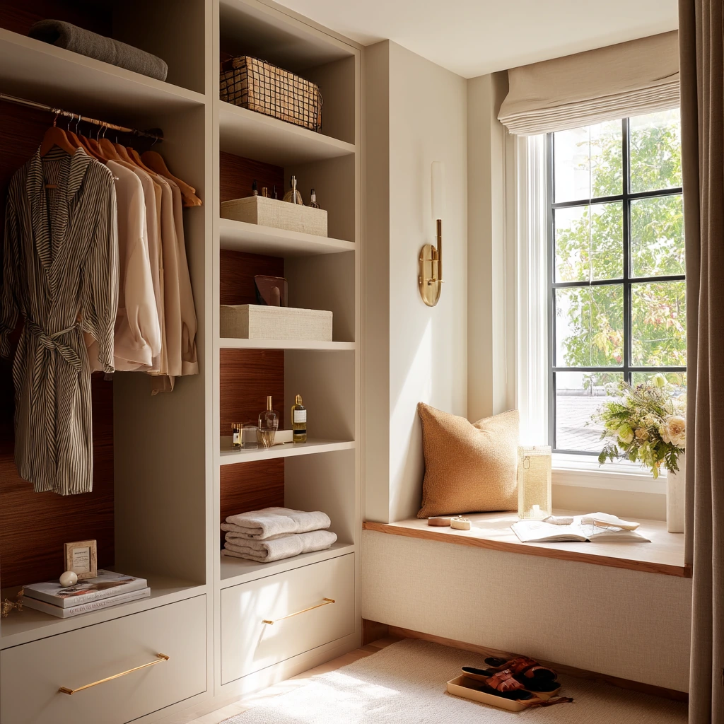 Primary Suite Open Closet with Morning Light