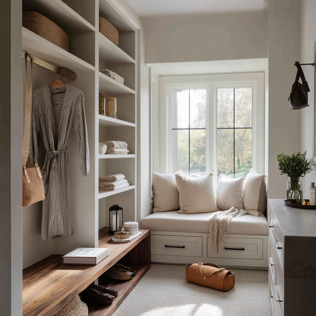 Primary Suite Open Closet with Morning Light