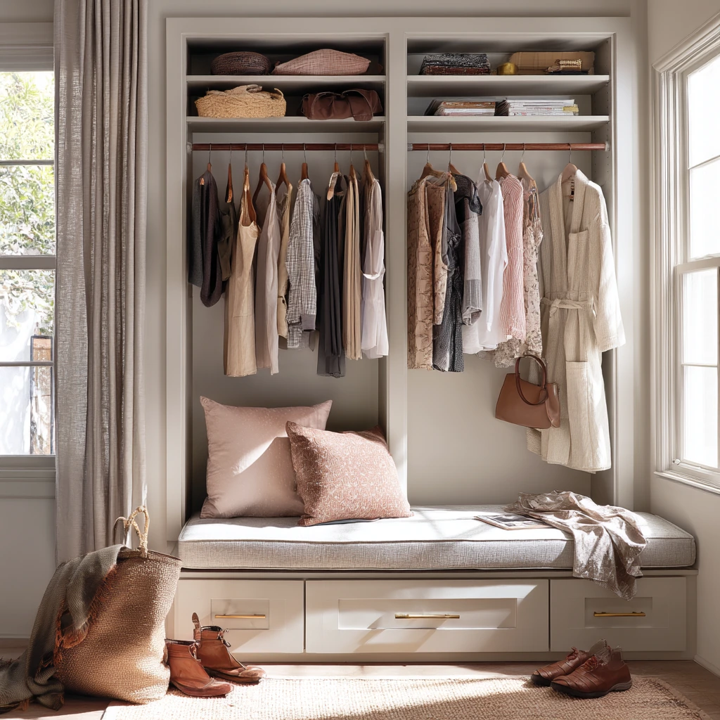 Primary Suite Open Closet with Morning Light