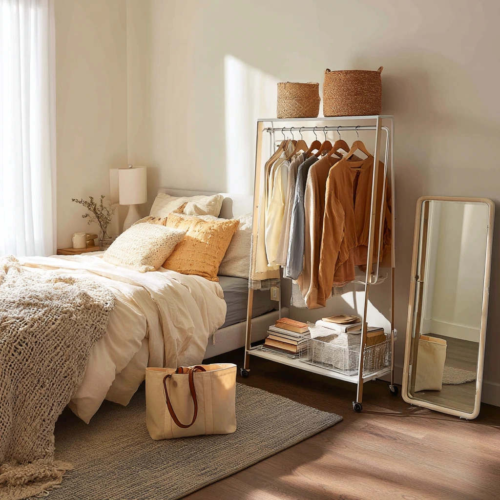 Renter-Friendly Open Closet in a Studio Apartment
