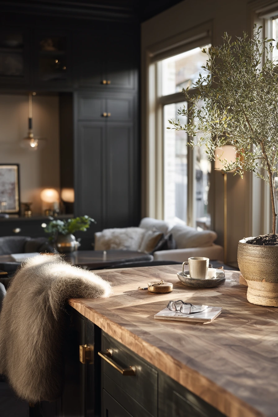 Dark Kitchen, Warm Living Edge