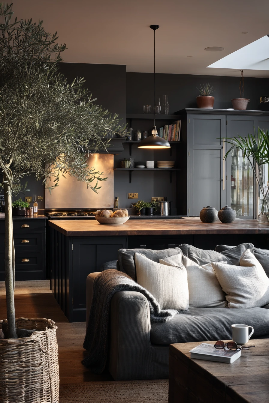 Dark Kitchen, Warm Living Edge