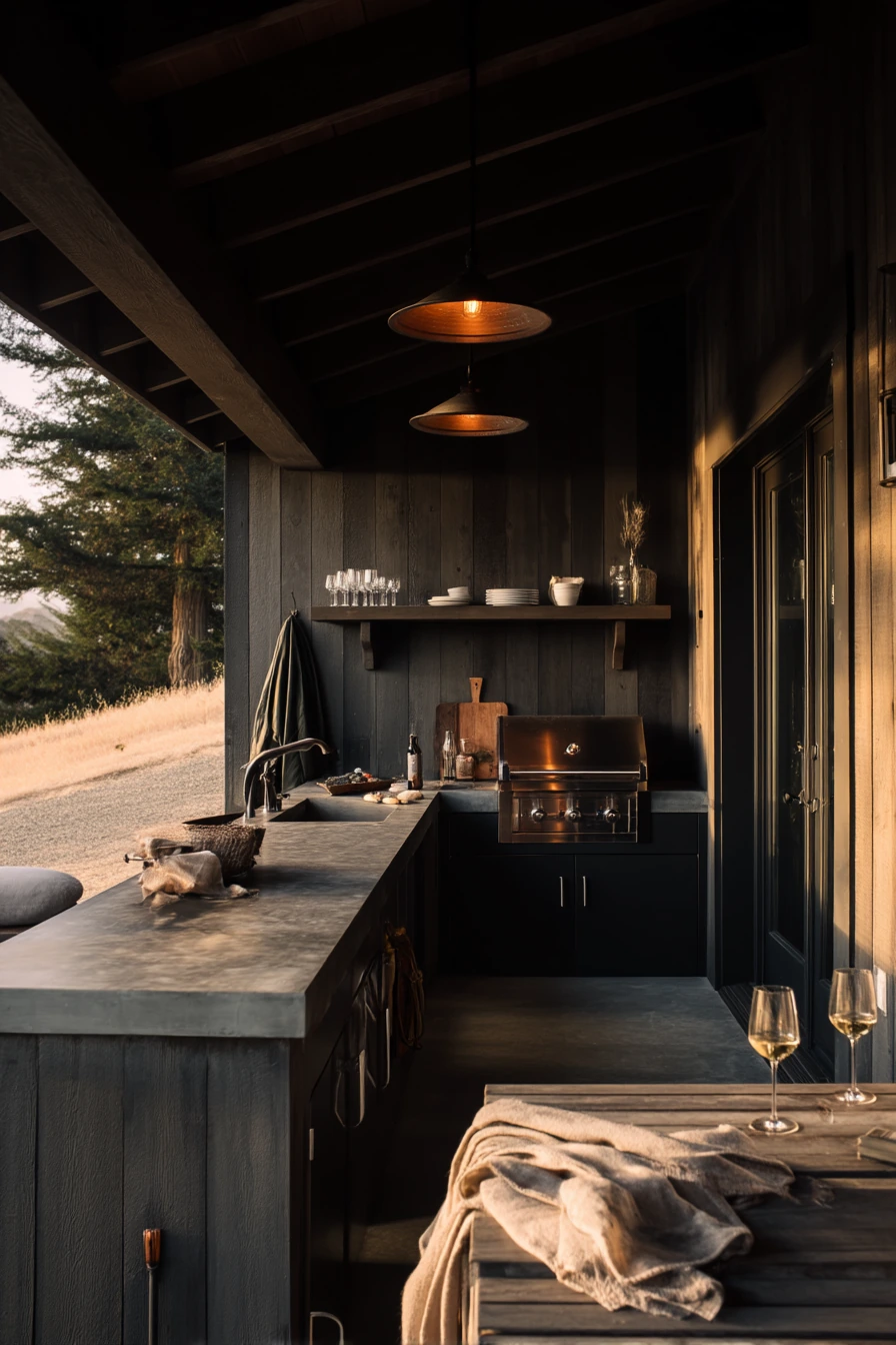 Covered Porch Kitchen for Rainy Evenings