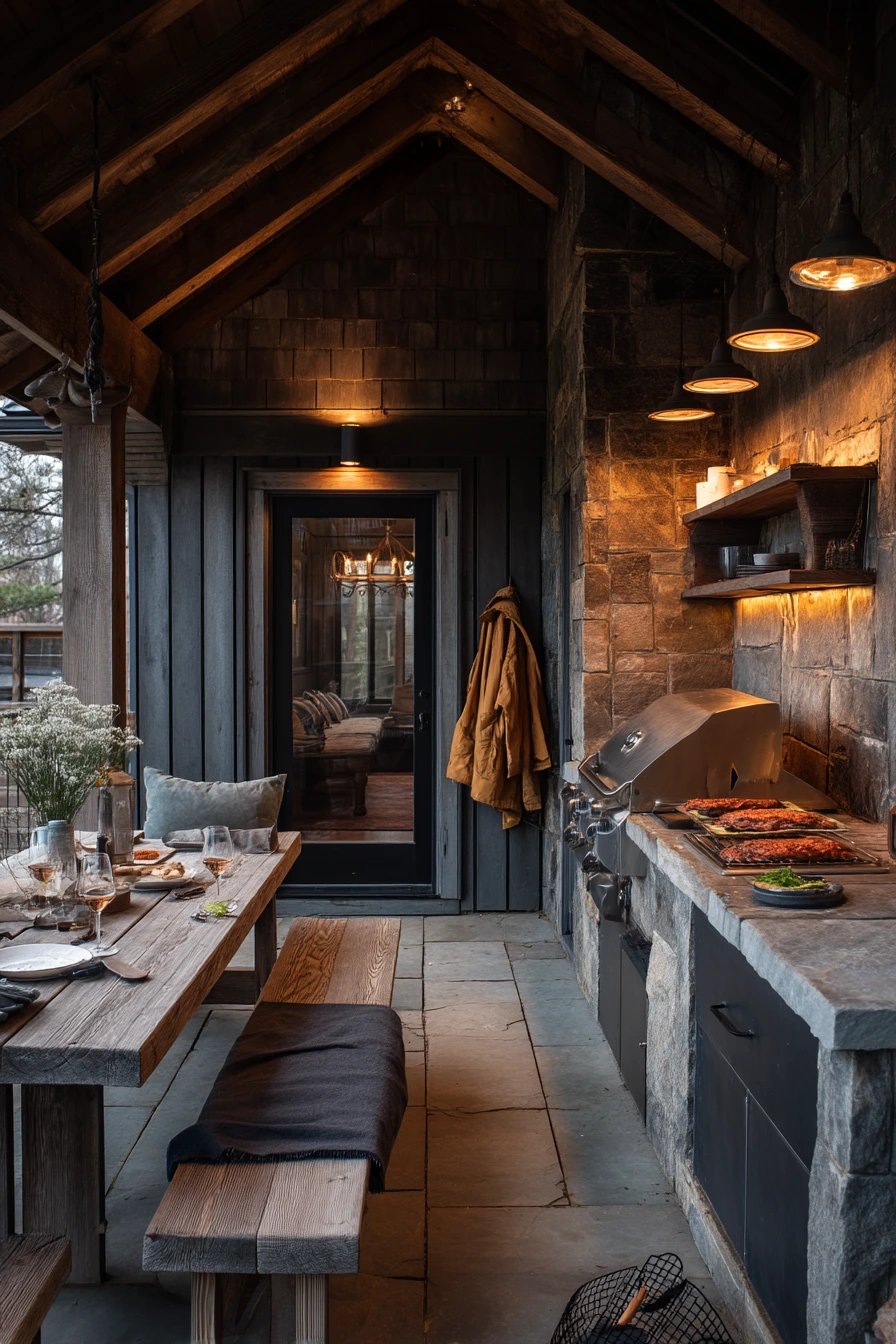 Covered Porch Kitchen for Rainy Evenings