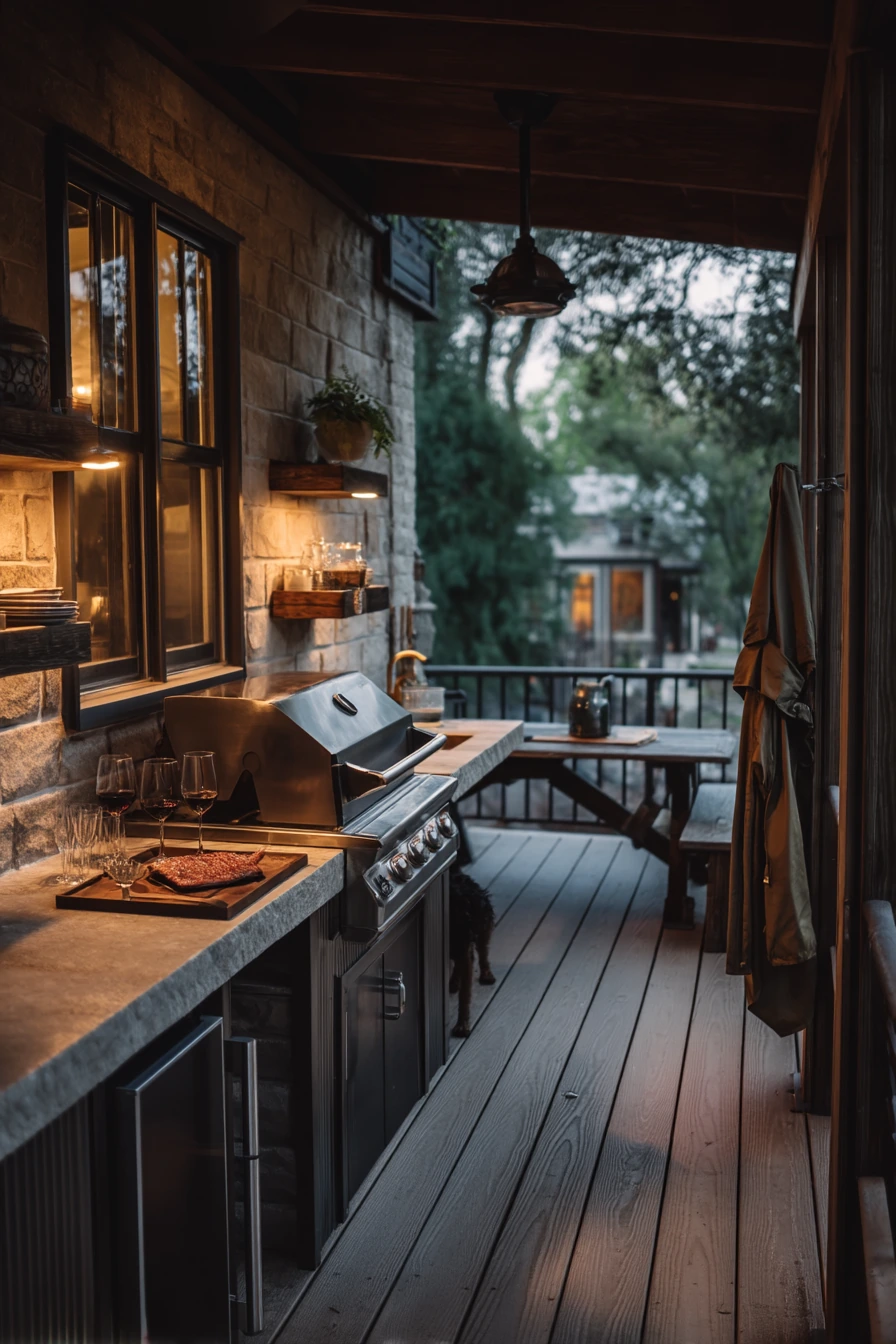 Covered Porch Kitchen for Rainy Evenings