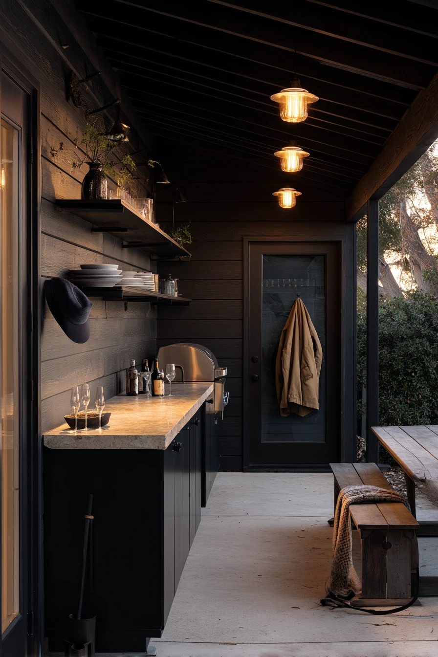 Covered Porch Kitchen for Rainy Evenings