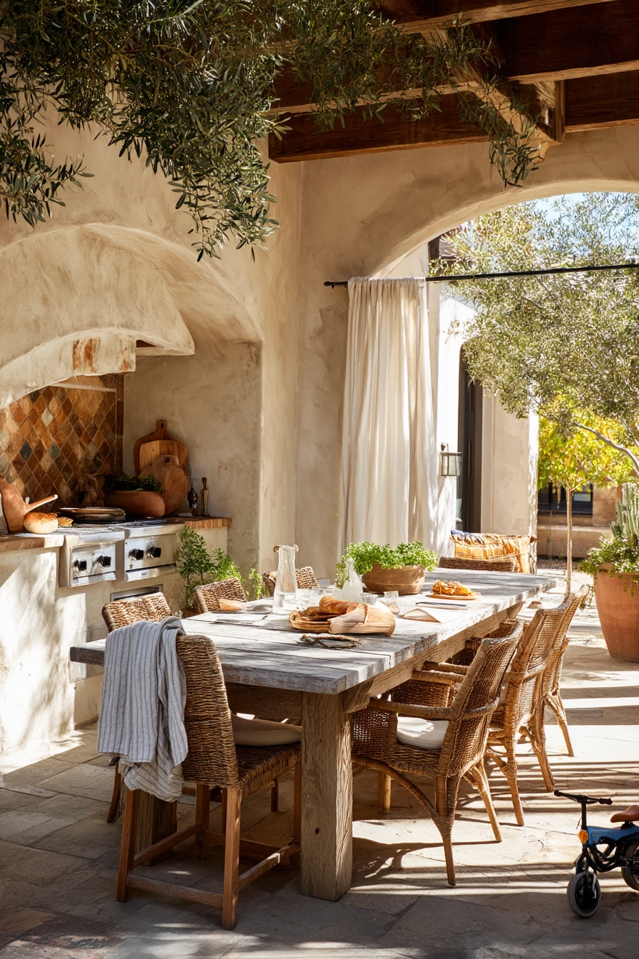Mediterranean Courtyard Dinner Scene