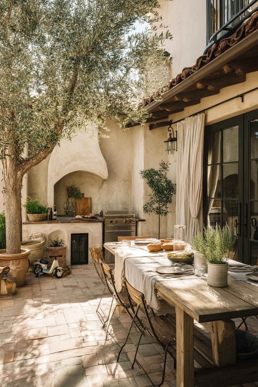 Mediterranean Courtyard Dinner Scene