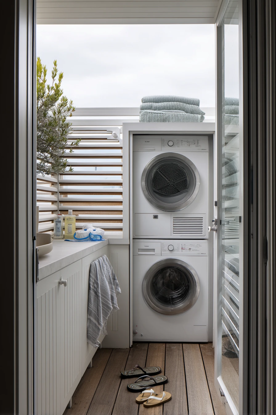 Tiny Pool House Laundry Utility Wall