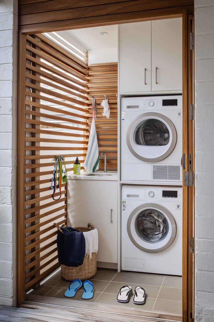 Tiny Pool House Laundry Utility Wall