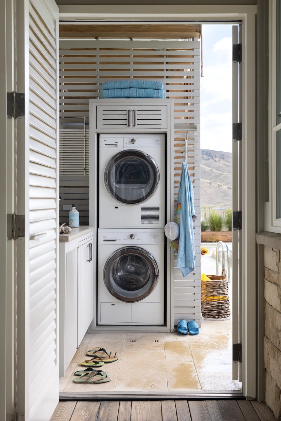 Tiny Pool House Laundry Utility Wall