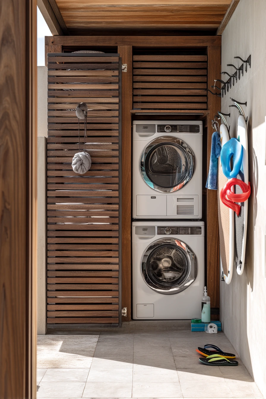 Tiny Pool House Laundry Utility Wall