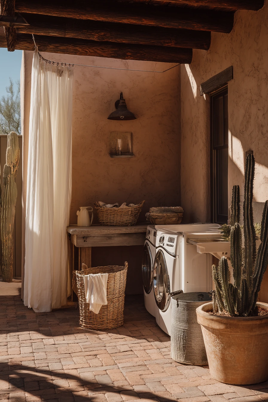 Desert Patio Laundry Setup