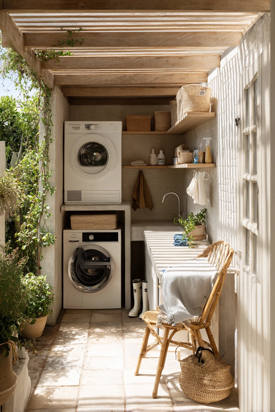 Compact Side-Yard Laundry Nook
