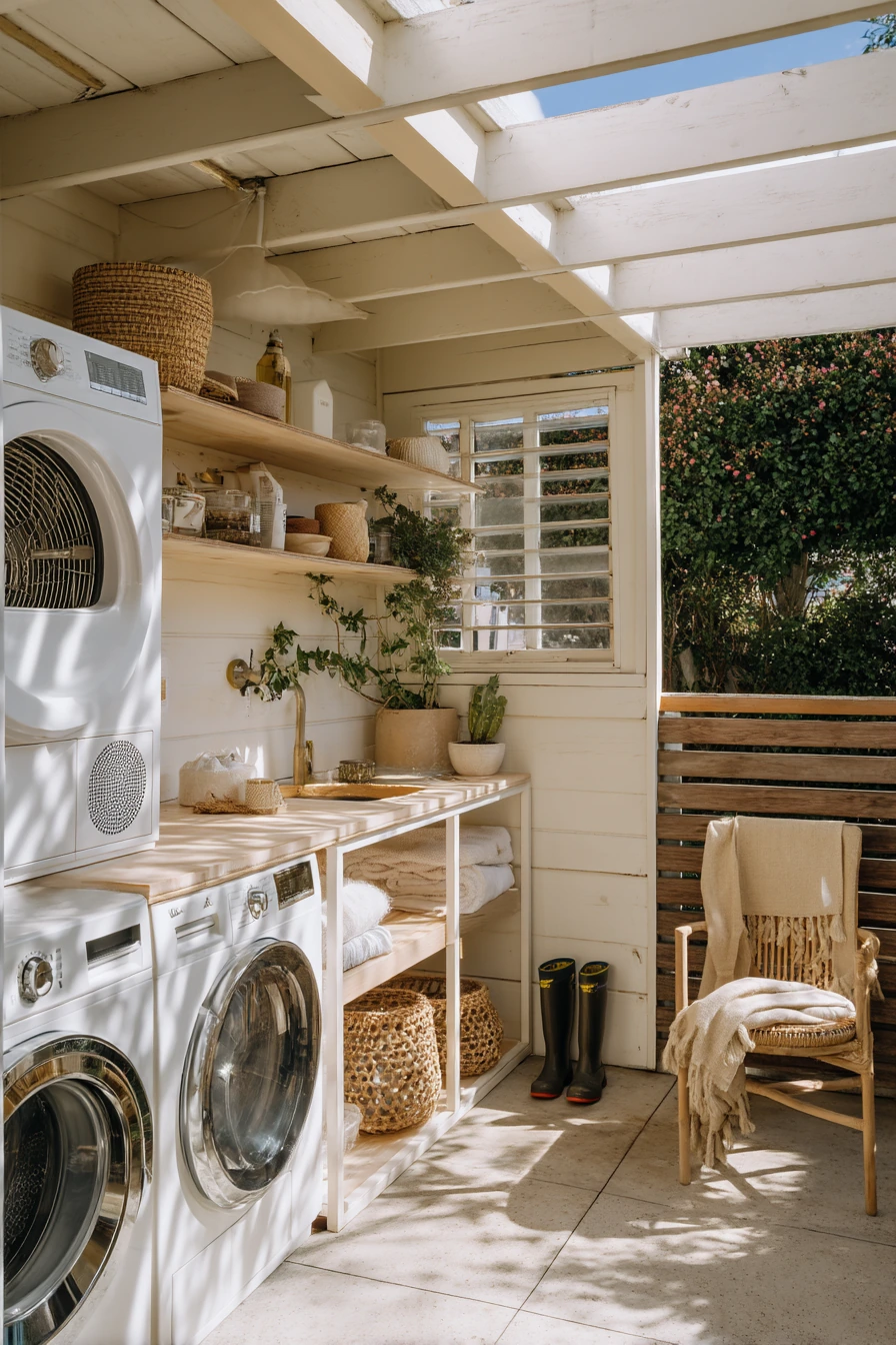 Compact Side-Yard Laundry Nook