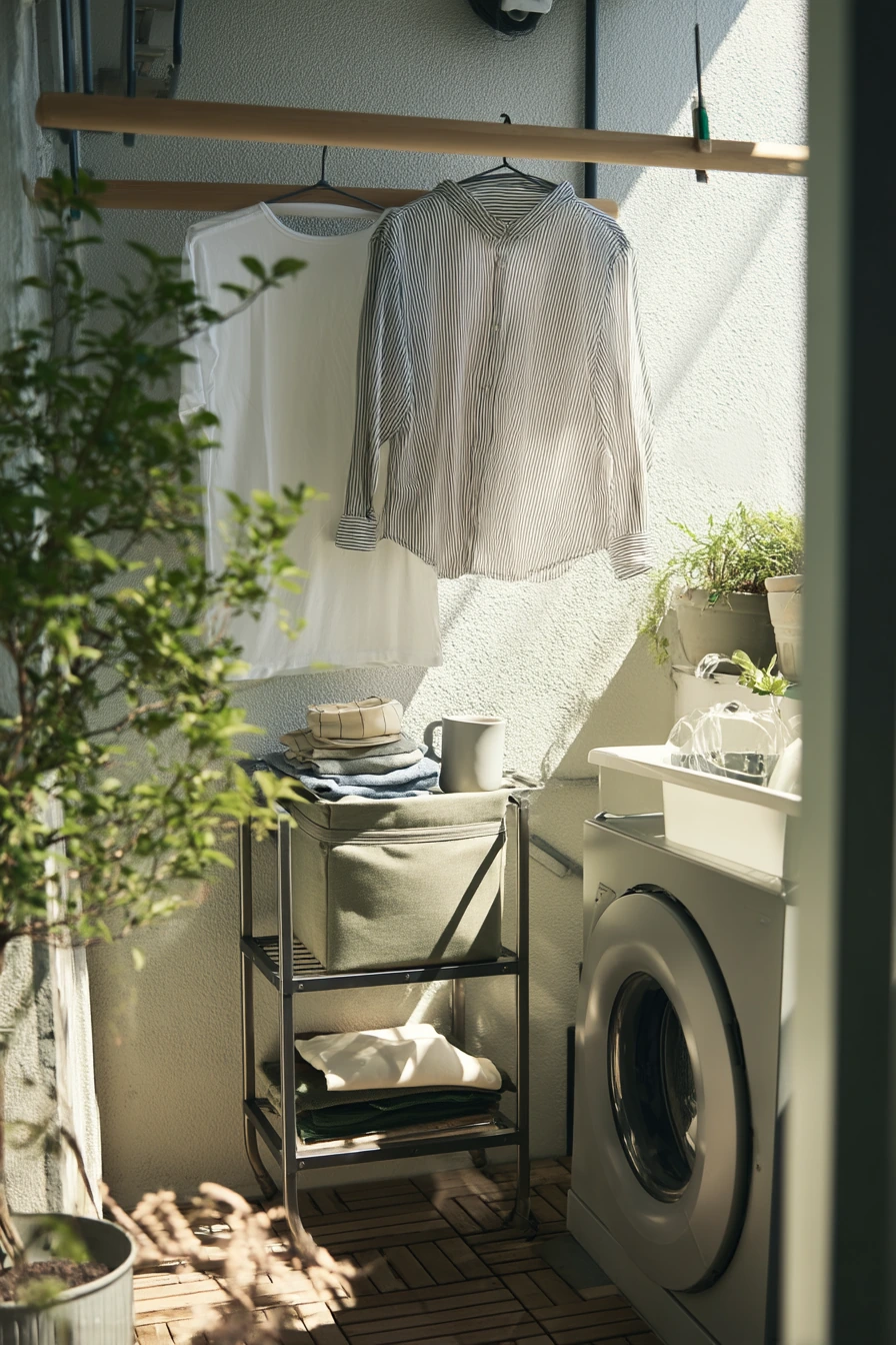 Renter-Friendly Balcony Laundry Corner