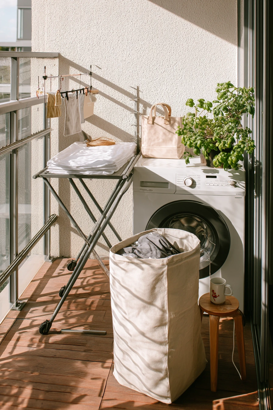 Renter-Friendly Balcony Laundry Corner