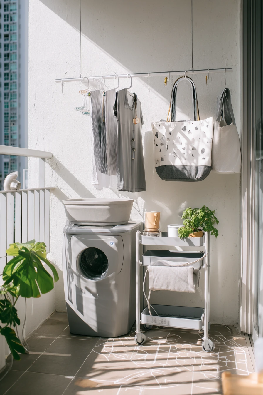 Renter-Friendly Balcony Laundry Corner